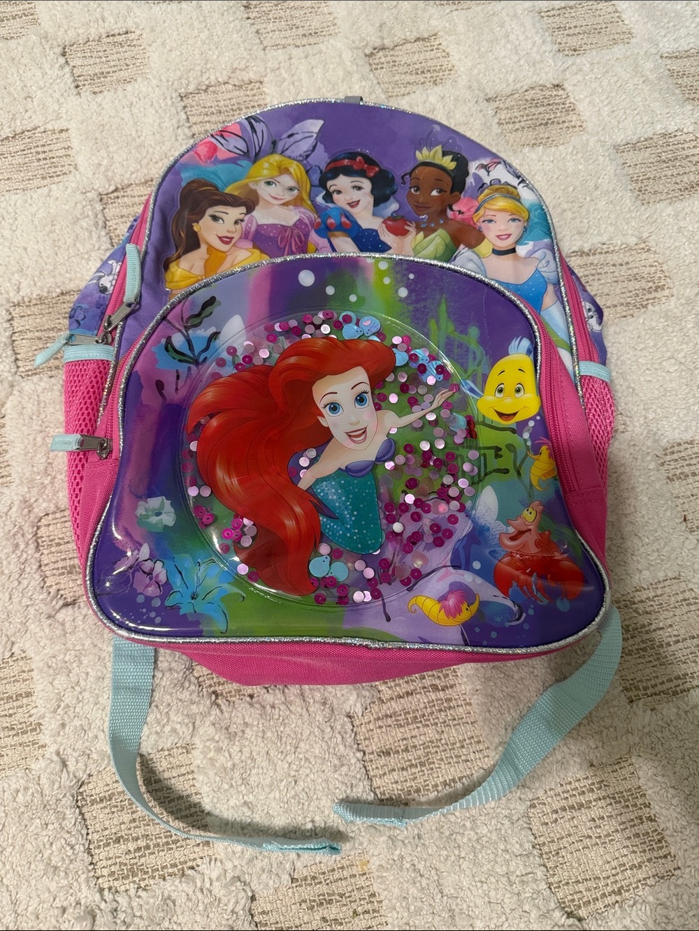 Disney Pink and Purple Ariel Sequin Kids Backpack